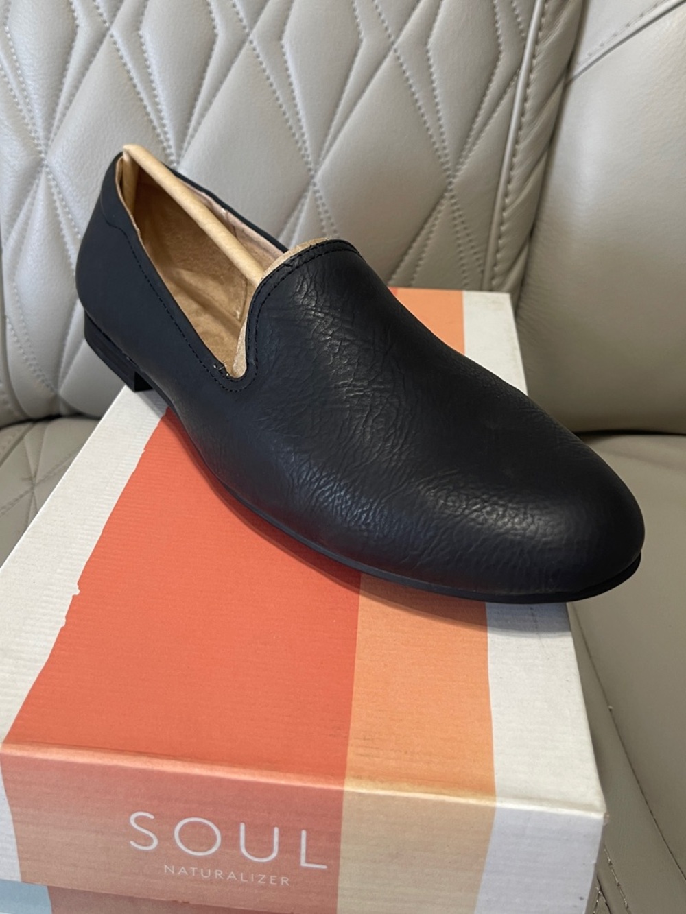 Naturalizer Black Slip-On Loafer with Tan Interior